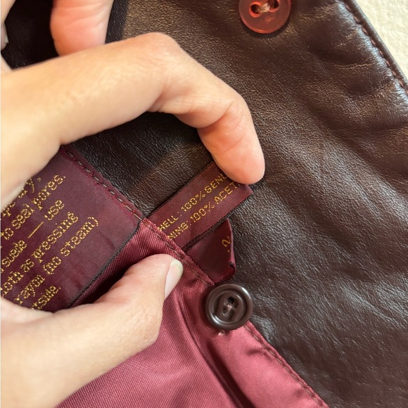 Vintage Genuine Leather Red Wine Women's Office Jacket Blazer -Size Medium/Large - Picture 13 of 14